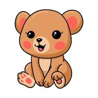 felice bambino orso bruno cartone animato seduto vettore