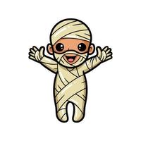 cartone animato carino mummia bambino alzando le mani vettore