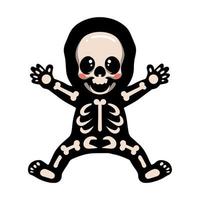 carino halloween scheletro cartone animato in posa vettore