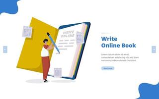 design piatto scrive il concetto di libro online vettore