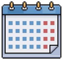 icona vettore calendario pixel art per gioco a 8 bit su sfondo bianco