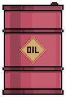icona vettoriale del barile di petrolio pixel art per il gioco a 8 bit su sfondo bianco