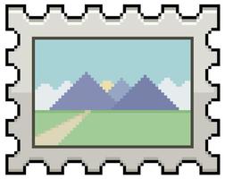 icona del vettore del timbro della lettera di pixel art per il gioco a 8 bit su sfondo bianco