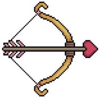 pixel art arco e freccia cupido icona vettore di san valentino per gioco a 8 bit su sfondo bianco