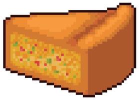 elemento alimentare per fetta di torta pixel art per gioco a 8 bit su sfondo bianco vettore