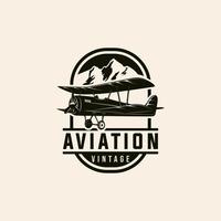 modello grafico vettoriale aereo vintage. illustrazione di aeroplano retrò di aviazione volante.