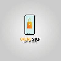 modello di progettazione del logo del negozio online moderno, shopping online, icona simbolo del logo del negozio del telefono vettore
