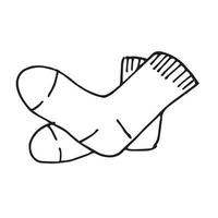 illustrazione stock disegno a mano in stile doodle. calzino in maglia. ricamo carino, fatto a mano, hobby, lavoro a maglia vettore