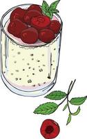 bevanda sana di disegno vettoriale con semi di chia e ciliegia