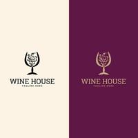 modello di progettazione del logo del vino. icona vettoriale per il menu del ristorante.