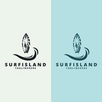 logo surf ed emblemi per surf club. illustrazione vettoriale per il design di logo e t-shirt