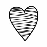 simpatico cuore in stile doodle. elemento decorativo da cartolina. vettore