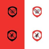 icona del segnale di stop per zanzare repellente. segnale di avvertimento senza insetti. segno proibito. impostare le icone. vettore