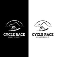 persone che guidano la bicicletta logo illustrazione vettore icona modello. gara ciclistica. emblema sportivo.