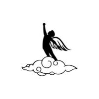 silhouette uomo ali. Ali d'angelo. disegno astratto del logo dell'uomo volante. vettore