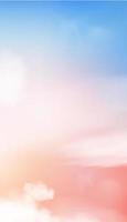 sfondo del cielo vettoriale con soffici nuvole, banner verticale fantasia cielo nuvola con toni pastello in blu, rosa, arancione in autunno mattina, cielo al tramonto romantico in inverno, bellissima natura sfondo per cellulari