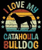 divertente catahoula bulldog vintage retrò tramonto silhouette regali amante del cane proprietario del cane t-shirt essenziale vettore