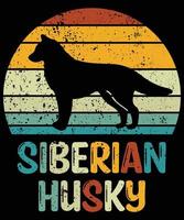 divertente siberian husky vintage retrò tramonto silhouette regali amante del cane proprietario del cane t-shirt essenziale vettore