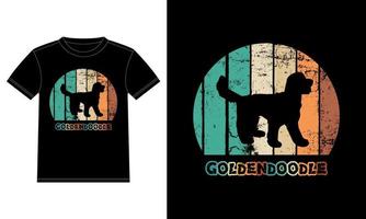 divertente goldendoodle vintage retrò tramonto silhouette regali amante del cane proprietario del cane t-shirt essenziale vettore
