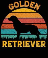 divertente golden retriever vintage retrò tramonto silhouette regali amante del cane proprietario del cane t-shirt essenziale vettore