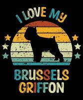 divertente bruxelles griffon vintage retrò tramonto silhouette regali amante del cane proprietario del cane t-shirt essenziale vettore