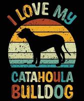 divertente catahoula bulldog vintage retrò tramonto silhouette regali amante del cane proprietario del cane t-shirt essenziale vettore