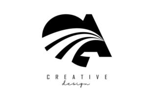 lettere nere creative logo qa qa con linee guida e concept design stradale. lettere con disegno geometrico. vettore