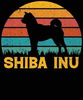 divertente shiba inu vintage retrò tramonto silhouette regali amante del cane proprietario del cane t-shirt essenziale vettore