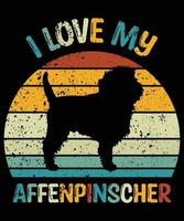 divertente affenpinscher vintage retrò tramonto silhouette regali amante del cane proprietario del cane t-shirt essenziale vettore