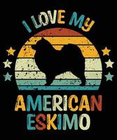 divertente americano eskimo vintage retrò tramonto silhouette regali amante del cane proprietario del cane t-shirt essenziale vettore