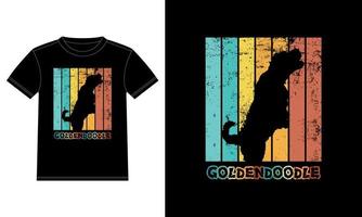 divertente goldendoodle vintage retrò tramonto silhouette regali amante del cane proprietario del cane t-shirt essenziale vettore