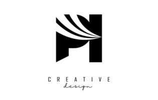 lettere nere creative pi pi logo con linee guida e concept design stradale. lettere con disegno geometrico. vettore