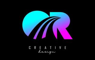 lettere colorate creative o o logo con linee guida e concept design stradale. lettere con disegno geometrico. vettore