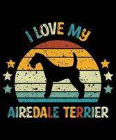 divertente airedale terrier vintage retrò tramonto silhouette regali amante del cane proprietario del cane t-shirt essenziale vettore