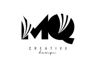 creative lettere nere mq mq logo con linee guida e concept design stradale. lettere con disegno geometrico. vettore