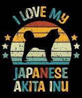 divertente giapponese akita inu vintage retrò tramonto silhouette regali amante del cane proprietario del cane t-shirt essenziale vettore