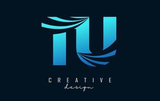 lettere blu creative tu tu logo con linee guida e concept design stradale. lettere con disegno geometrico. vettore