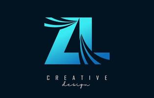 lettere blu creative logo zl zl con linee guida e concept design stradale. lettere con disegno geometrico. vettore