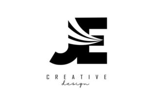 lettere nere creative logo je je con linee guida e concept design stradale. lettere con disegno geometrico. vettore