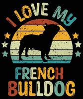 divertente bulldog francese vintage retrò tramonto silhouette regali amante del cane proprietario del cane t-shirt essenziale vettore