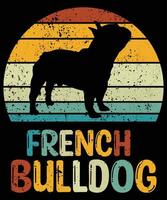 divertente bulldog francese vintage retrò tramonto silhouette regali amante del cane proprietario del cane t-shirt essenziale vettore