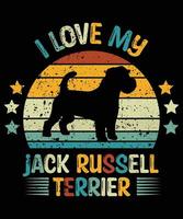 divertente jack russell terrier vintage retrò tramonto silhouette regali amante del cane proprietario del cane t-shirt essenziale vettore