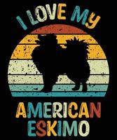 divertente americano eskimo vintage retrò tramonto silhouette regali amante del cane proprietario del cane t-shirt essenziale vettore