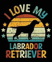 divertente labrador retriever vintage retrò tramonto silhouette regali amante del cane proprietario del cane t-shirt essenziale vettore