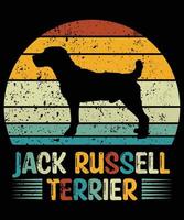 divertente jack russell terrier vintage retrò tramonto silhouette regali amante del cane proprietario del cane t-shirt essenziale vettore