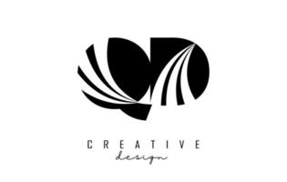 lettere nere creative logo qd qd con linee guida e concept design stradale. lettere con disegno geometrico. vettore