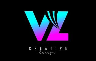 lettere colorate creative vz vz logo con linee guida e concept design stradale. lettere con disegno geometrico. vettore