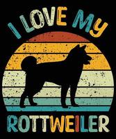 divertente rottweiler vintage retrò tramonto silhouette regali amante del cane proprietario del cane t-shirt essenziale vettore