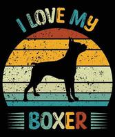 divertente boxer vintage retrò tramonto silhouette regali amante del cane proprietario del cane t-shirt essenziale vettore