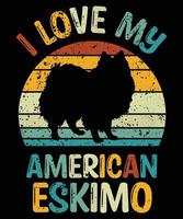 divertente americano eskimo vintage retrò tramonto silhouette regali amante del cane proprietario del cane t-shirt essenziale vettore